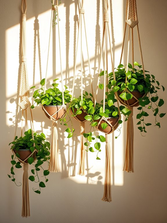 artistic macram plant holders
