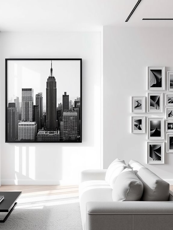 black and white artwork framing