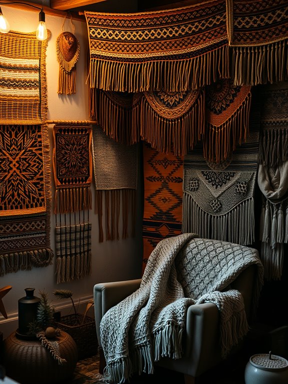 bohemian woven textured tapestries