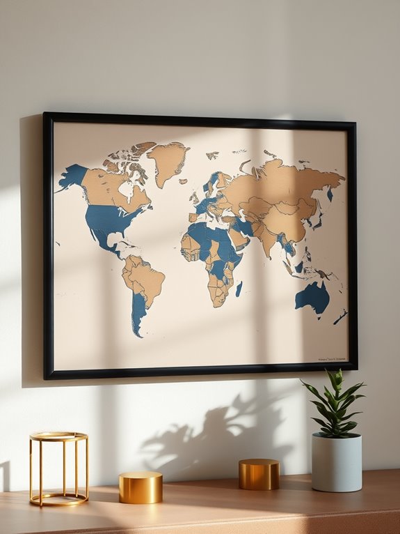 chic travel maps decor