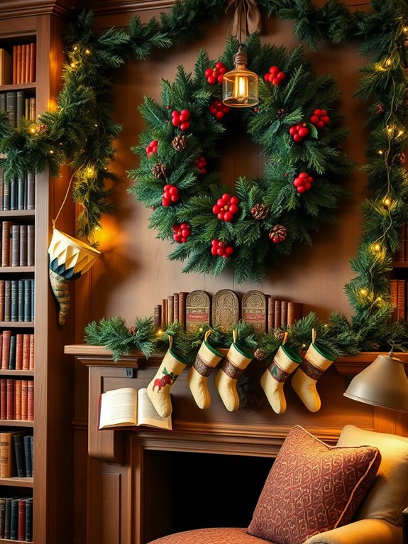 christmas library wall decor