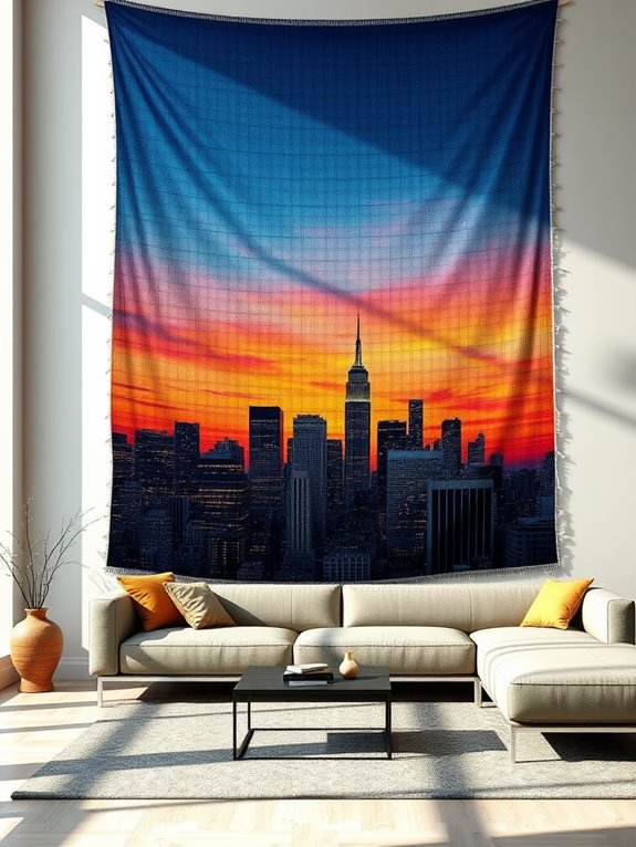 cityscape textile wall art