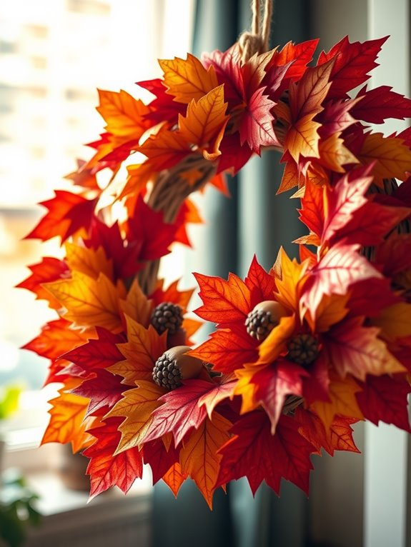 colorful autumn leaf wreath