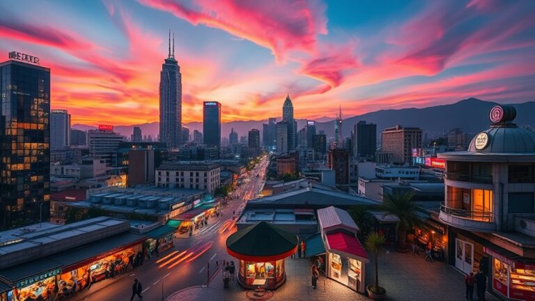 colorful cityscape wall decor