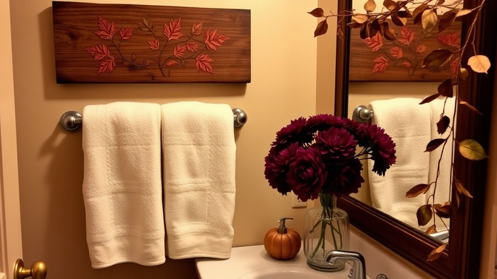 cozy fall bathroom decor