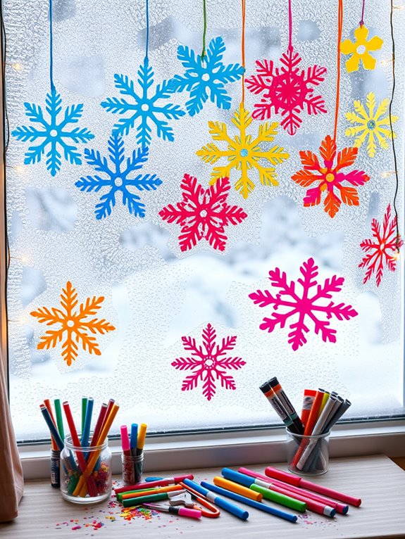 creating vibrant paper snowflakes