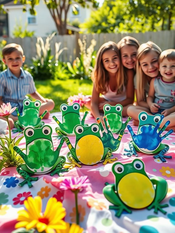 creative handprint frog art