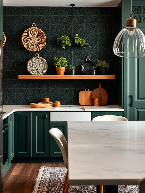 dark green kitchen panels