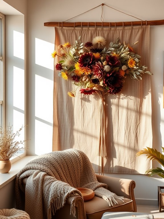 dried flowers wall decor