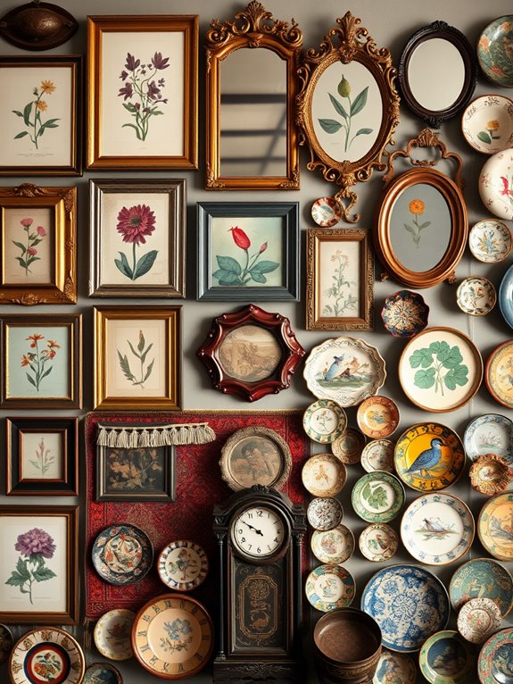 eclectic vintage gallery wall