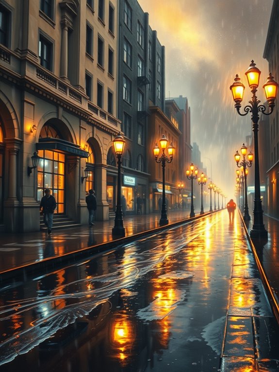 enchanted urban rain scene