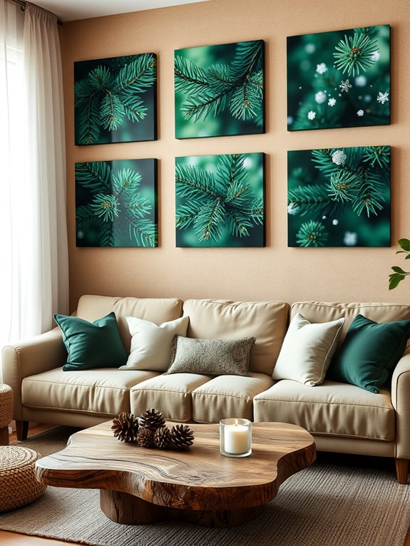 evergreen themed art decorations