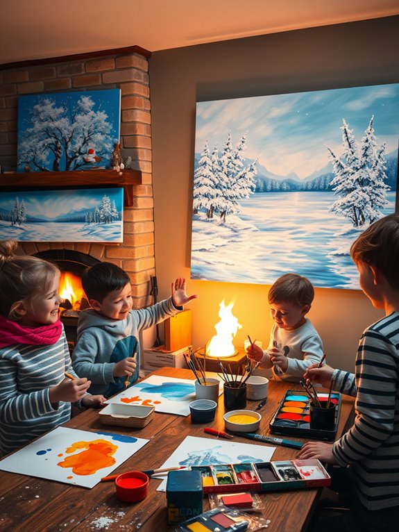 family enjoying winter scenery