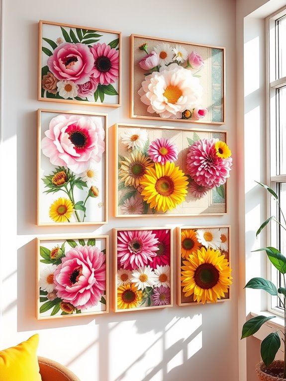 floral art gallery wall