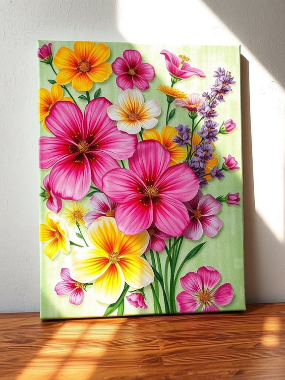 floral inspired canvas artwork creation