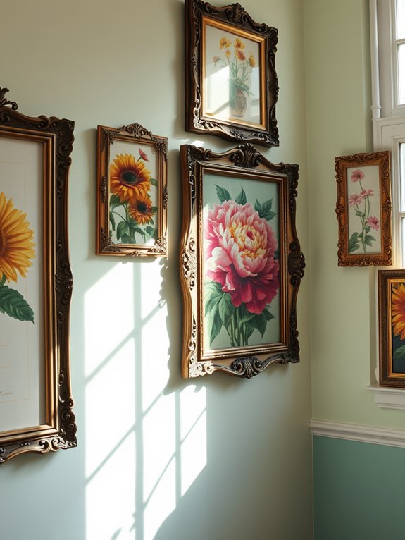 floral prints in frames