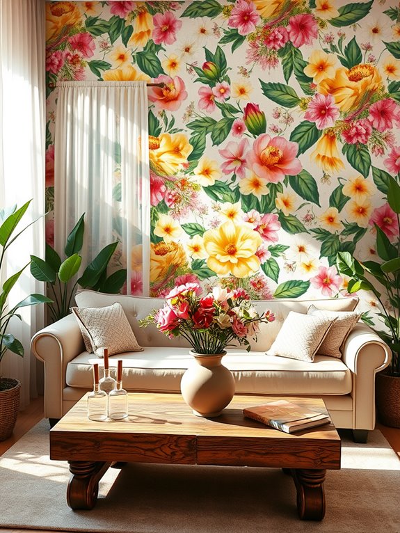 floral wallpaper enhances nature