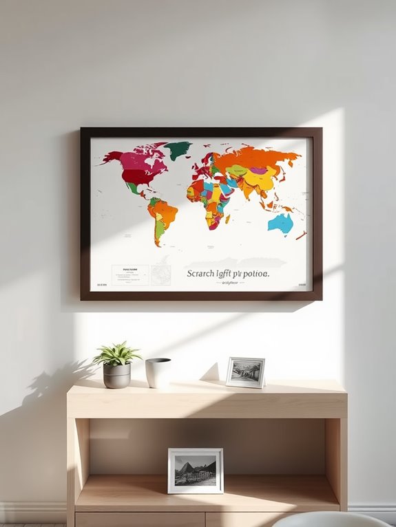 framed scratch off world map