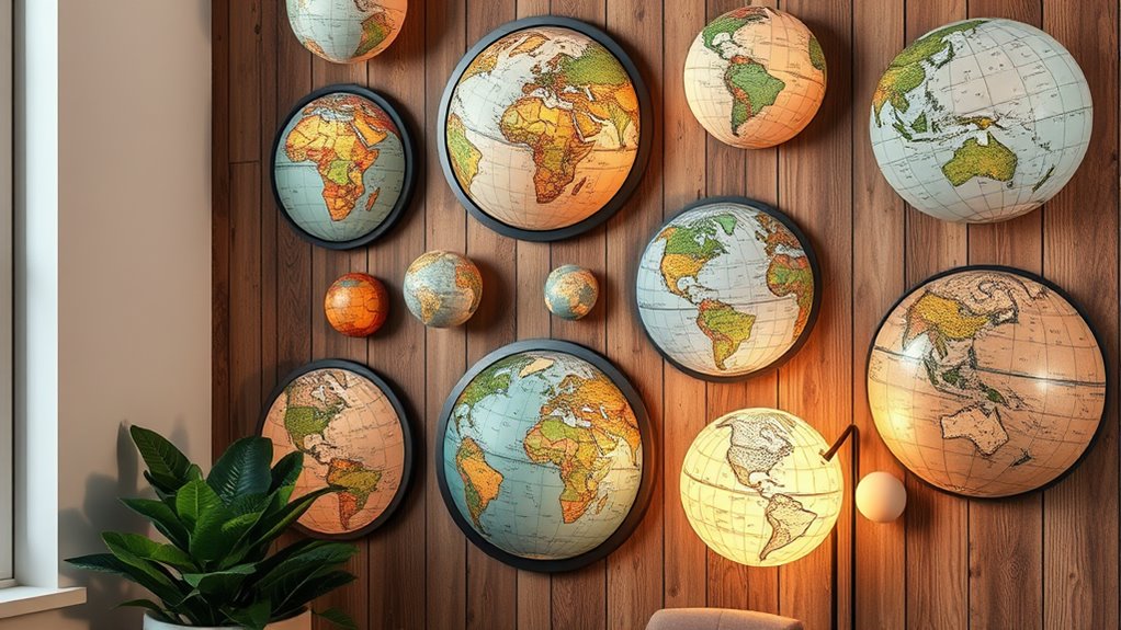 globe themed wall art inspirations