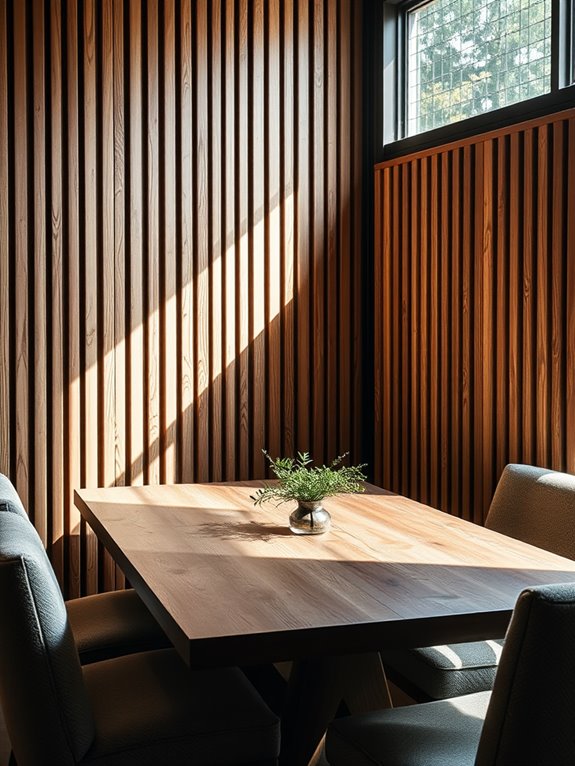 inviting vertical wooden slats