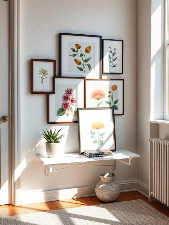 items propped against wall