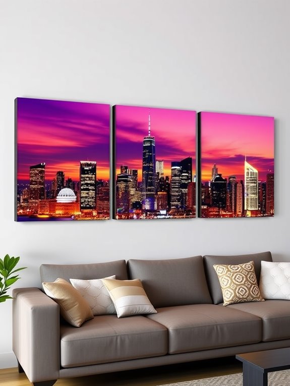 modern skyline triptych artwork