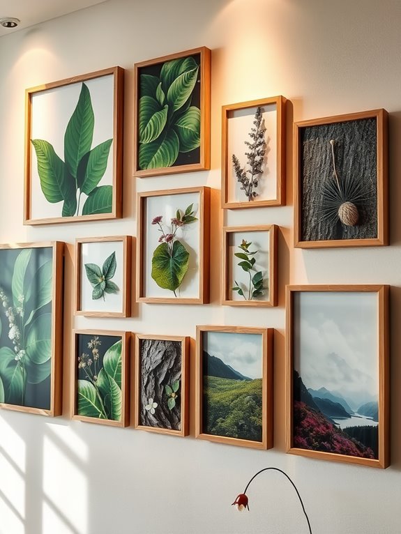 nature inspired gallery wall