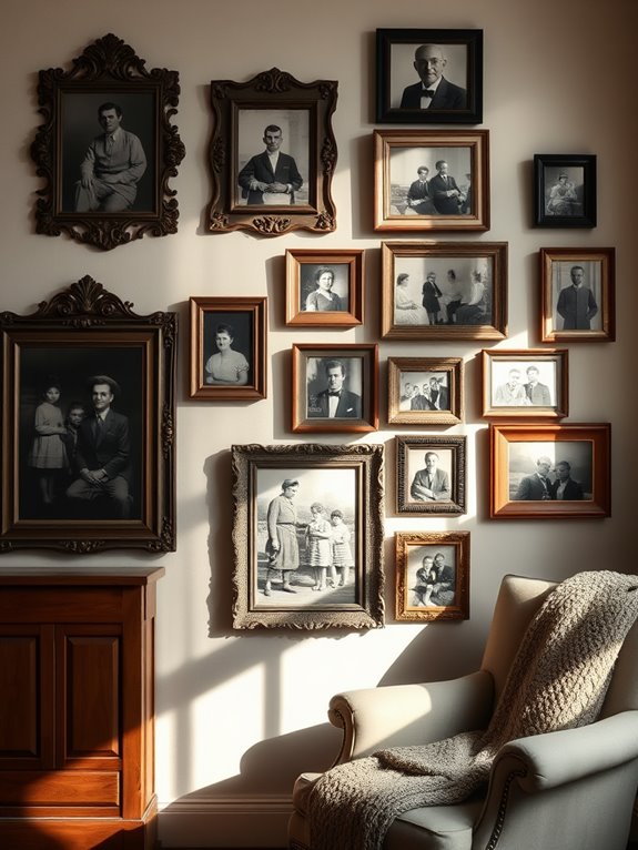 nostalgic framed historical photographs