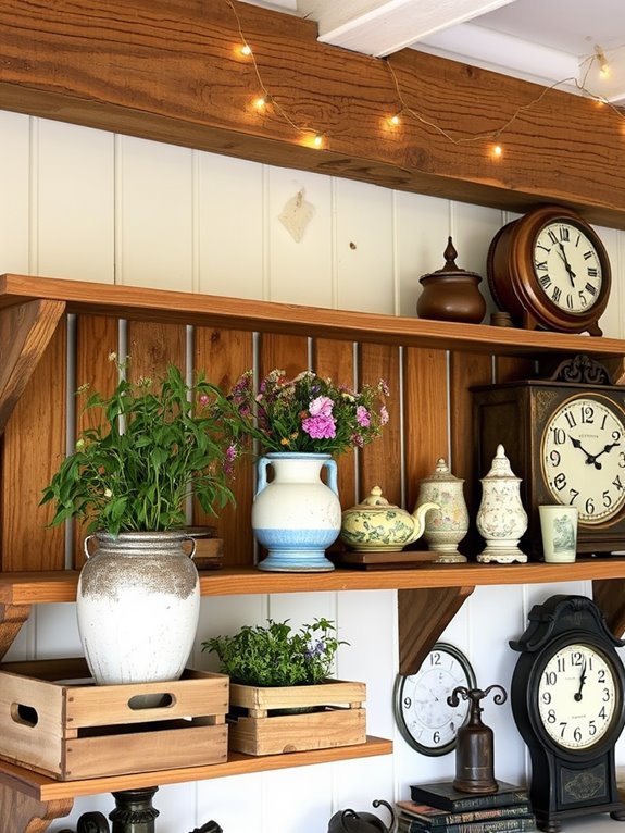 rustic shelves with decor