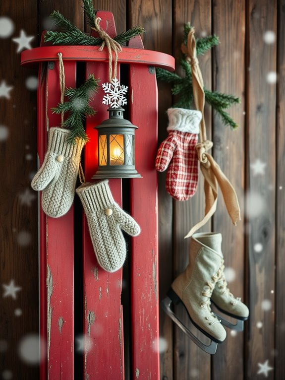 rustic winter sled decoration