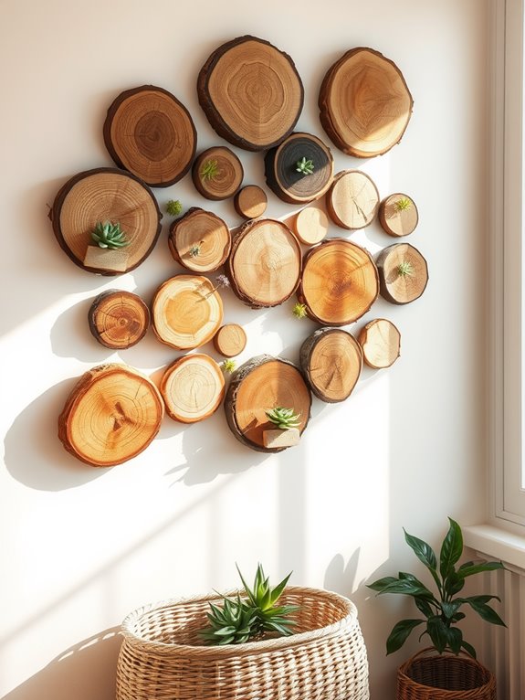 rustic wooden slice decor