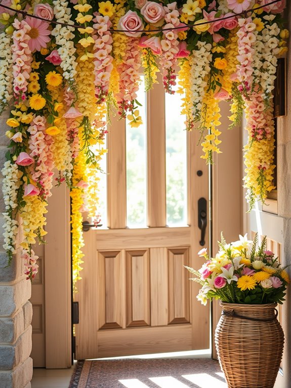 seasonal floral decorations displayed