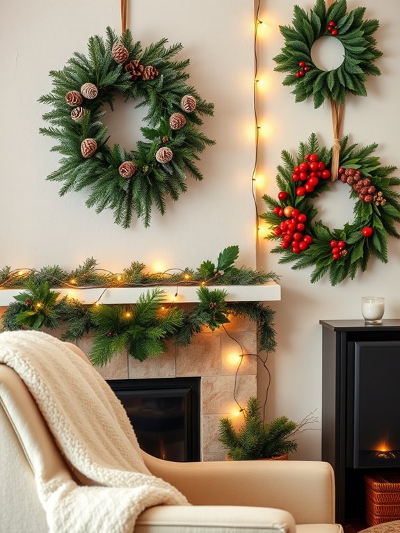 seasonal wall display wreaths