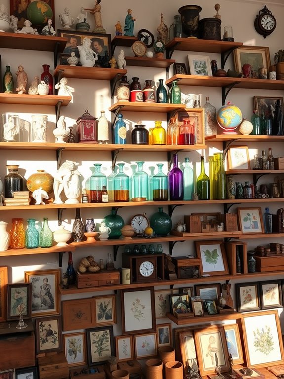 showcase collectibles on shelves