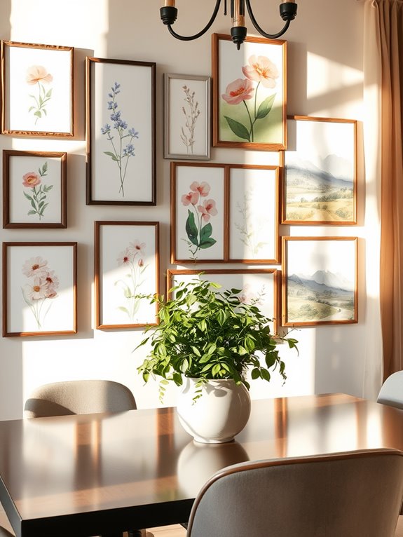 spring themed art gallery wall