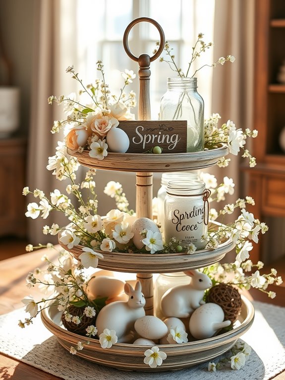 spring tiered tray decor