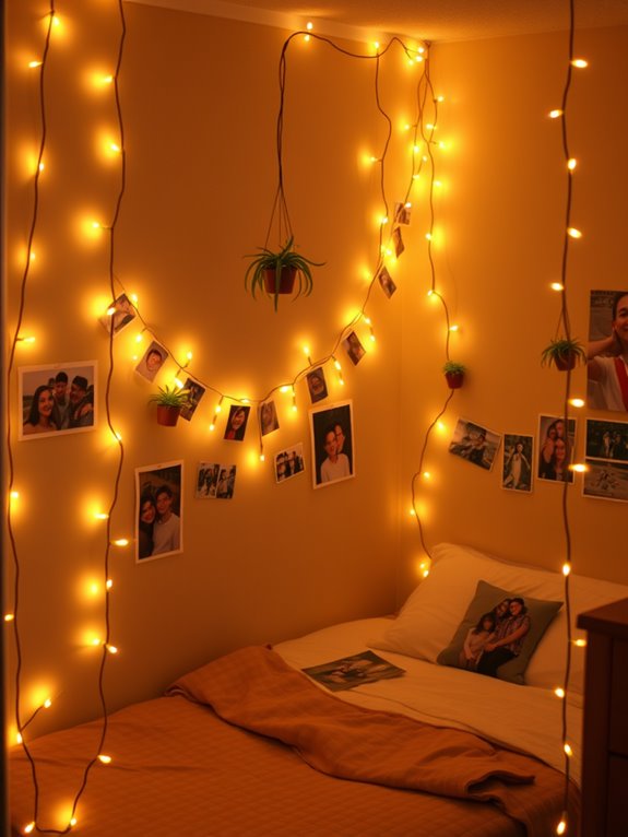 string lights with photos