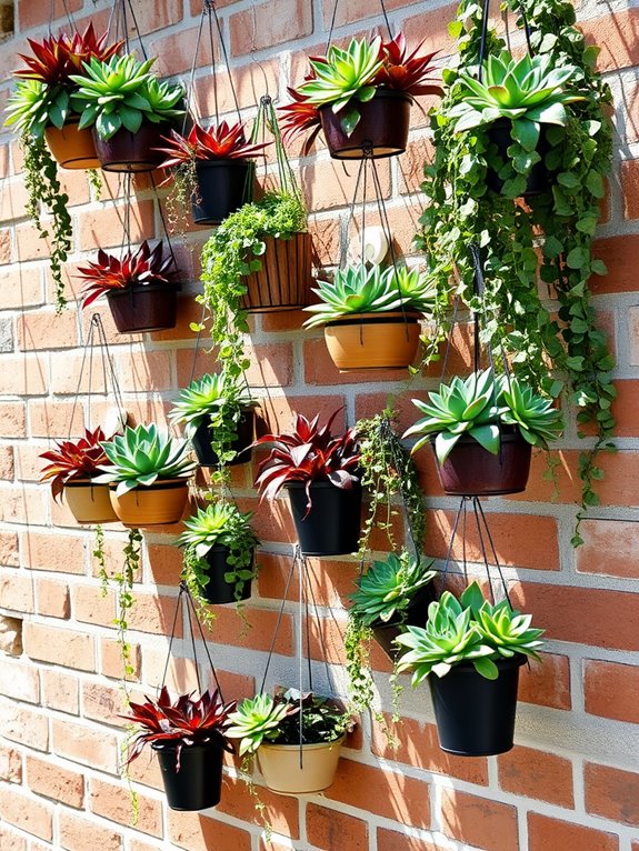 succulent filled hanging planters