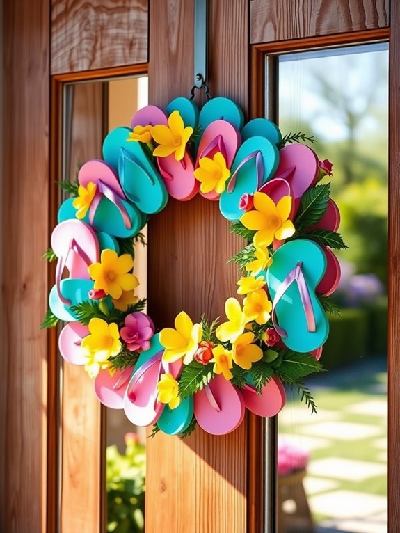 summer themed flip flop wreath