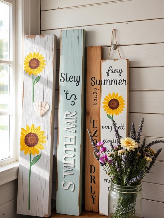 summer themed rustic signs