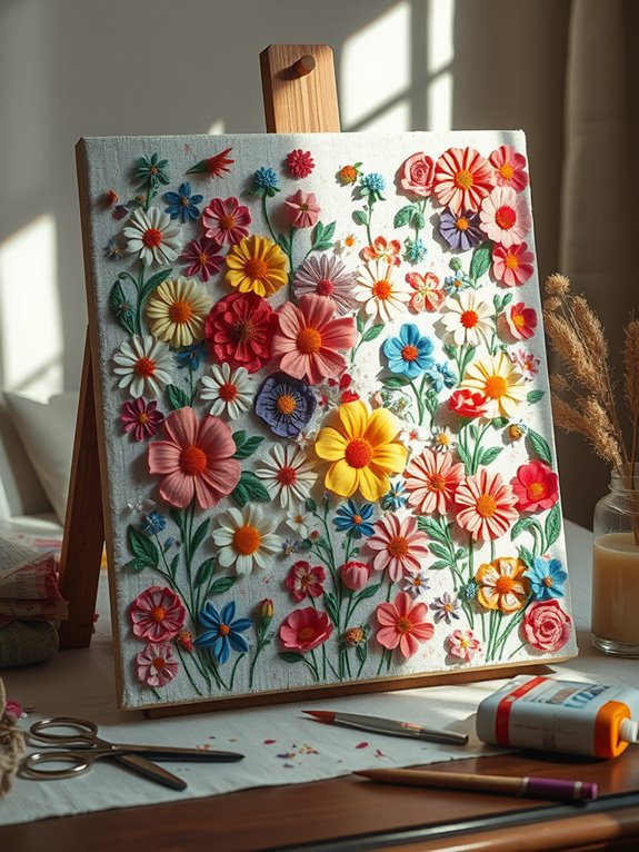 textile art on canvas