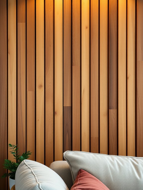 vertical slatted wood accent