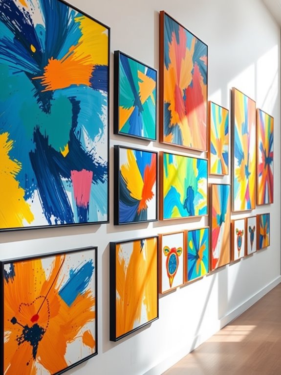 vibrant abstract gallery wall