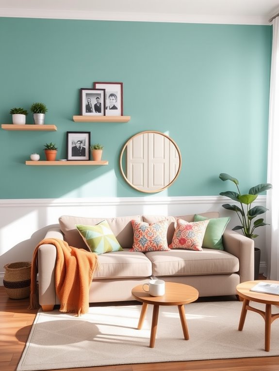 vibrant colored feature wall