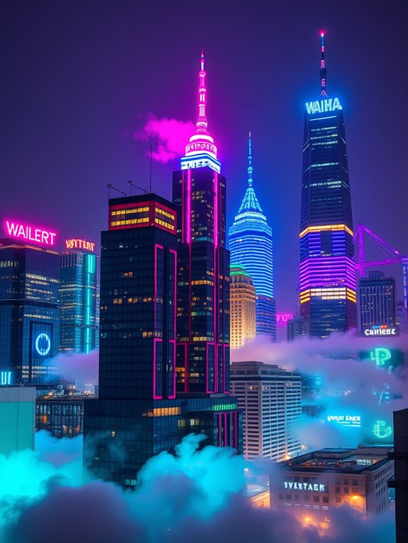 vibrant neon cityscape designs