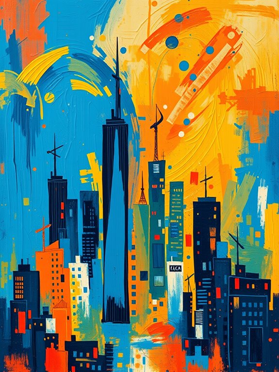 vibrant urban landscape art