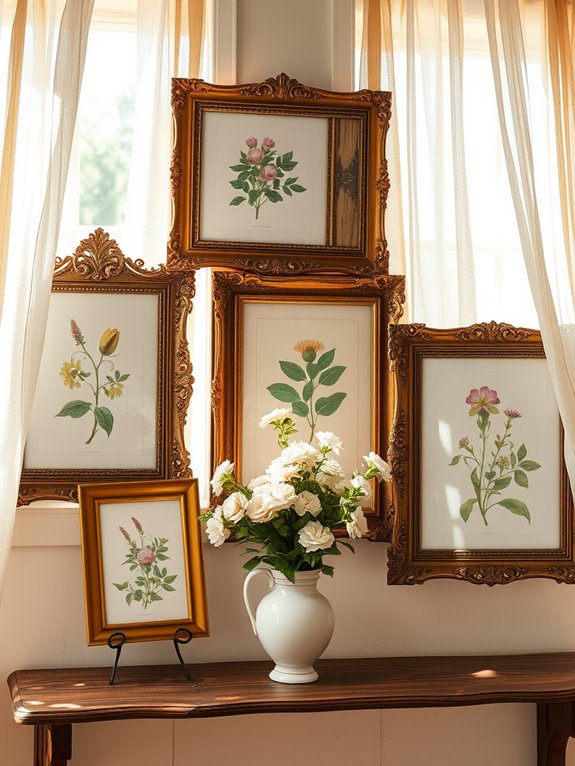 vintage botanical art display