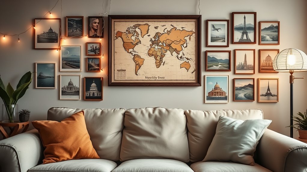 wanderlust themed living room decor