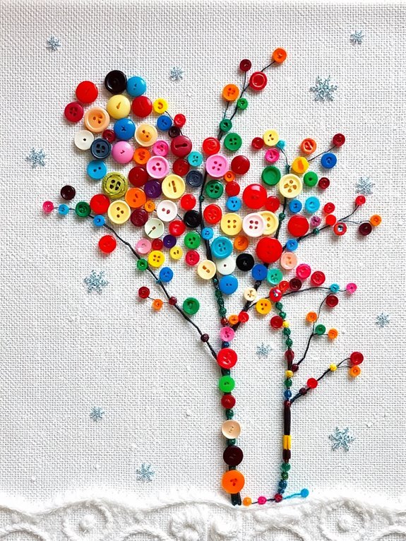 winter trees button art