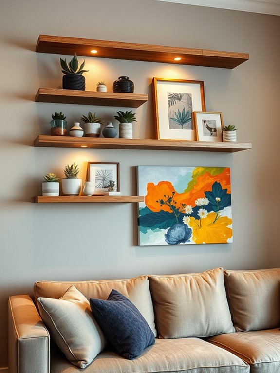 add stylish floating shelves